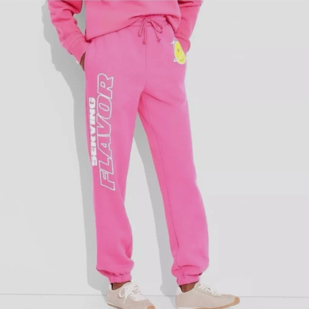 Bright Pink Graphic Sweatpants Size 1X